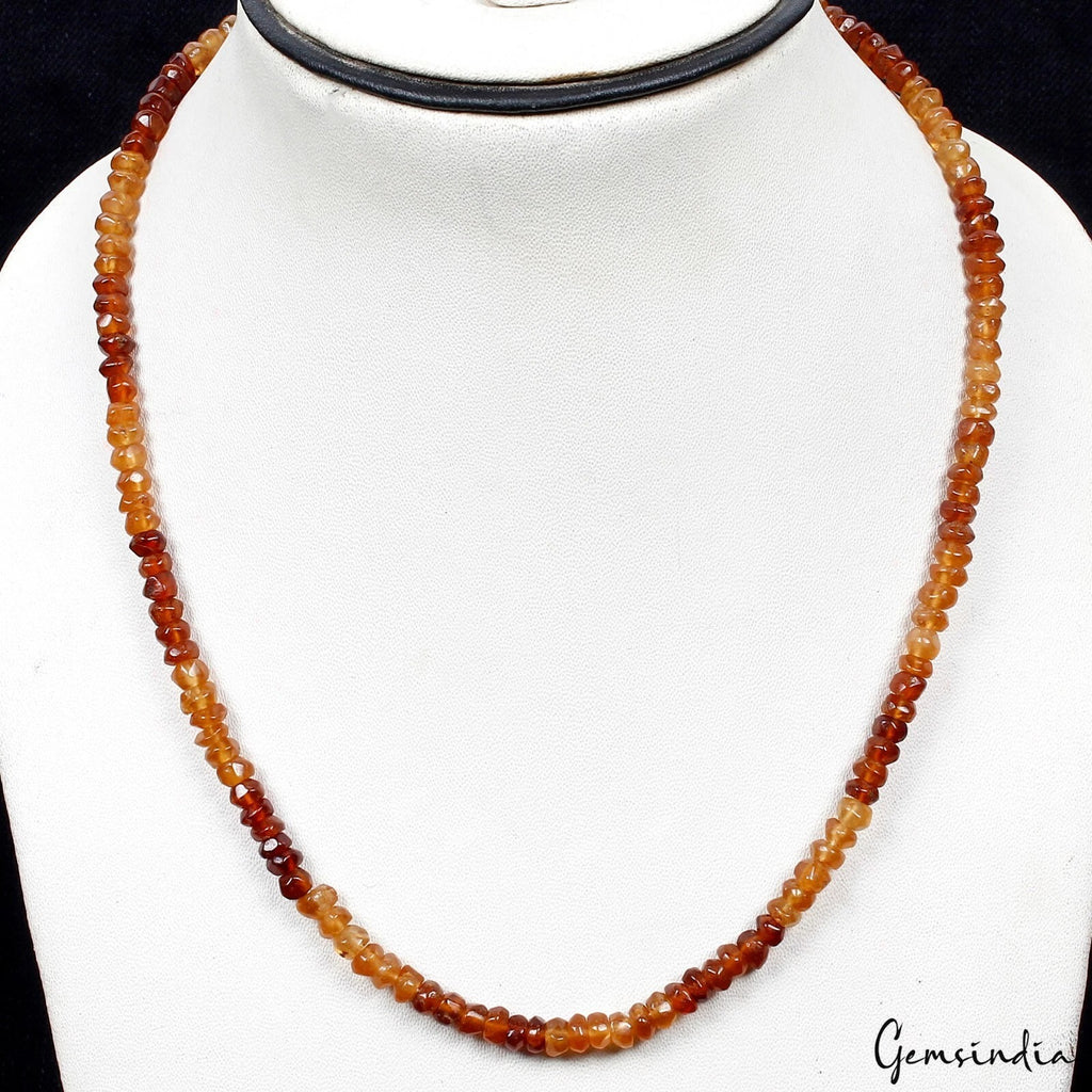 Hessonite Garnet Necklace, Untreated, Multi Color — 5mm, 141.10 Ct, Sri Lanka