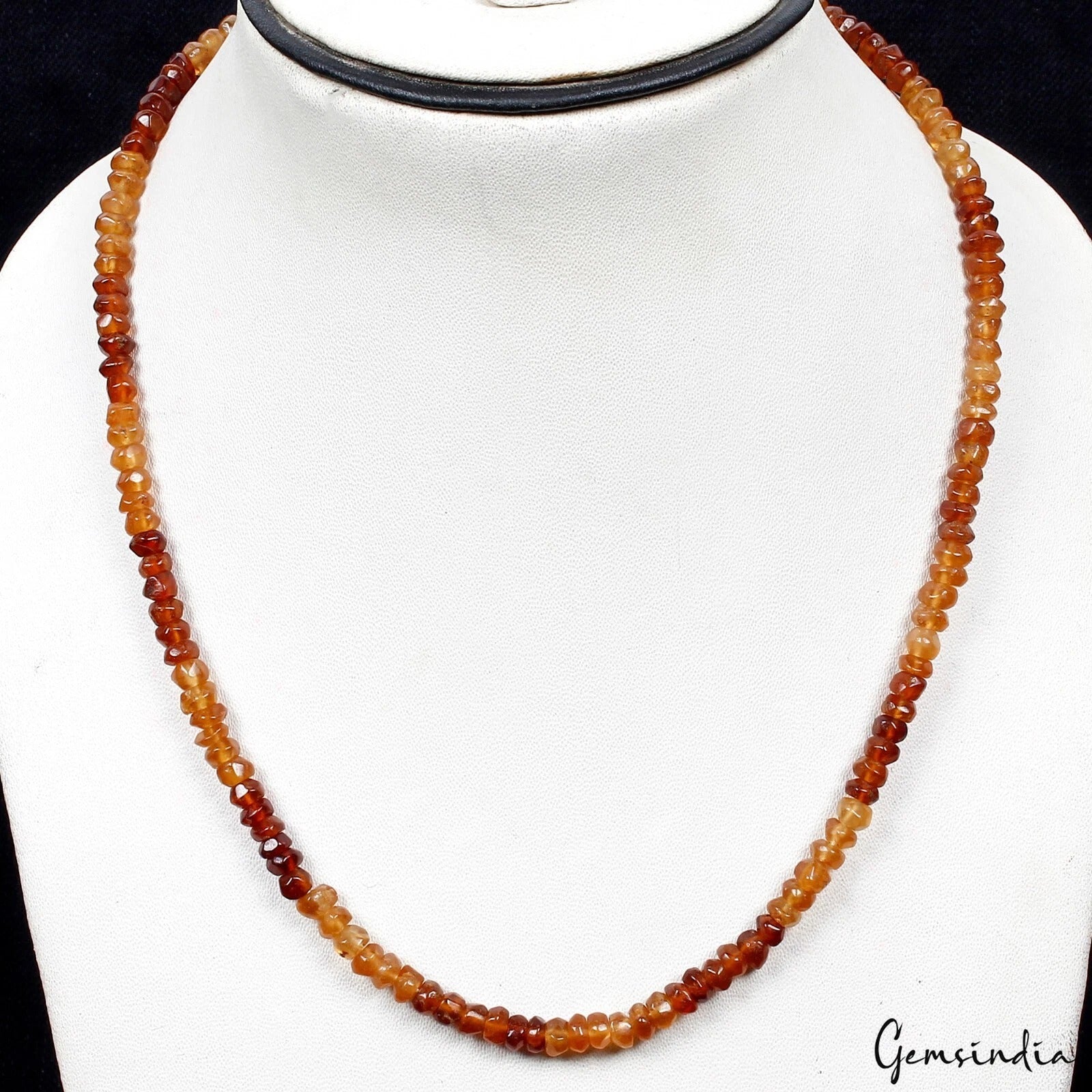 Hessonite Garnet Necklace, Untreated, Multi Color — 5mm, 141.10 Ct, Sri Lanka