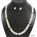 247.00 Ct Natural Freshwater Pearl & Ruby Round Cab Beaded Handmade Necklace Set