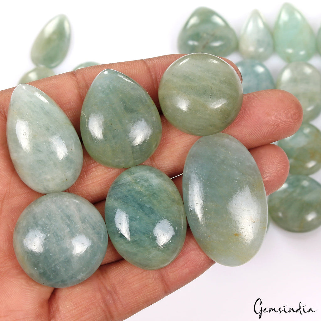Natural 1400 Ct Green Blue Mix Aquamarine Cabochon Wholesale Lot Gemstone 27 Pcs