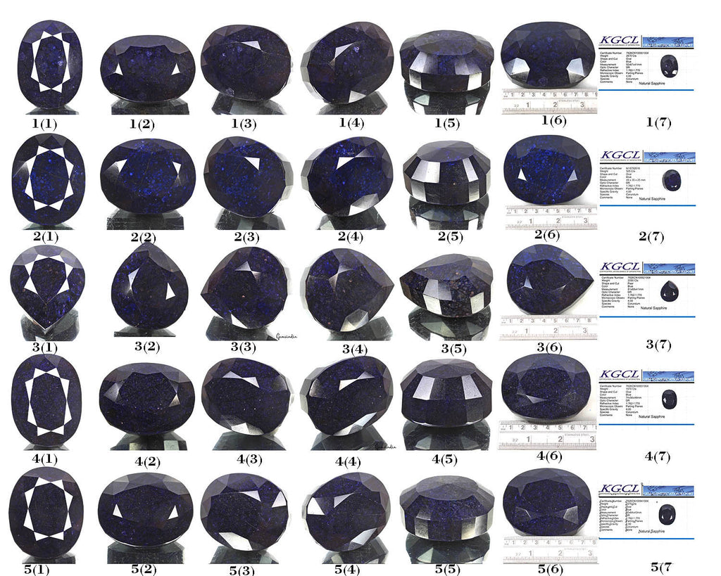 Certified 11840 Cts/5 Pcs Natural African Blue Sapphire Mixed Cut Wholesale Gems
