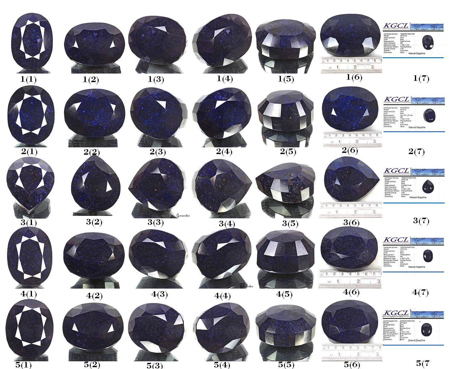 Certified 11840 Cts/5 Pcs Natural African Blue Sapphire Mixed Cut Wholesale Gems