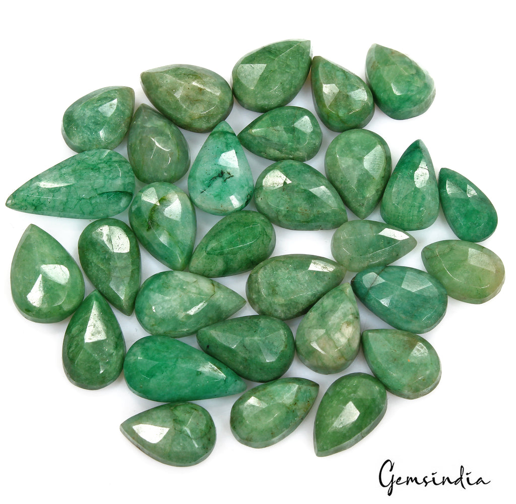Emerald Lot, Loose Gemstone, Color Enhanced, Green — 30 Pieces, 15mm to 23mm, 268.80 Ct, Brazil