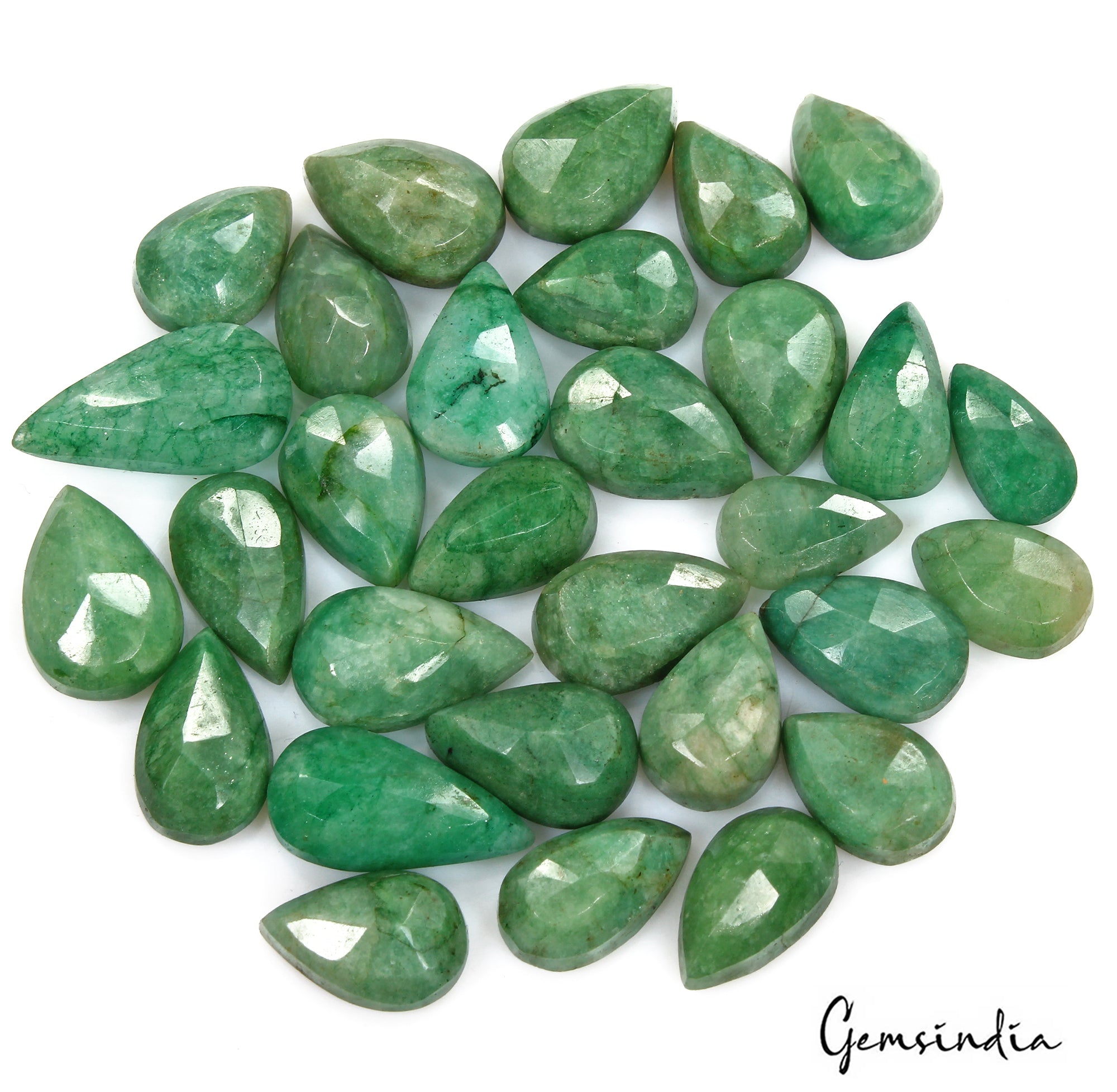 Emerald Lot, Loose Gemstone, Color Enhanced, Green — 30 Pieces, 15mm to 23mm, 268.80 Ct, Brazil