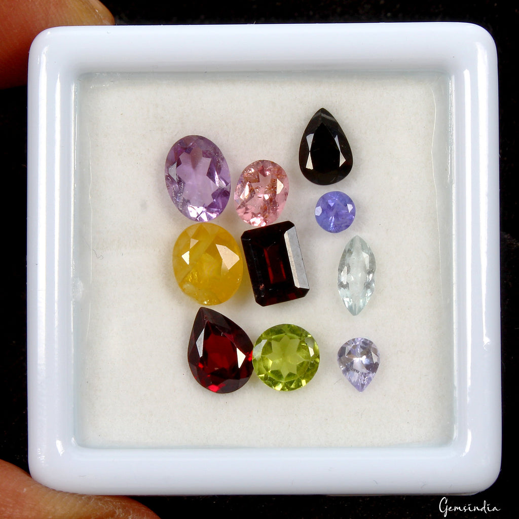 All Kind Semi Precious Loose Gemstone 8.80 Crt Wholesale Lot Natural Mix Faceted