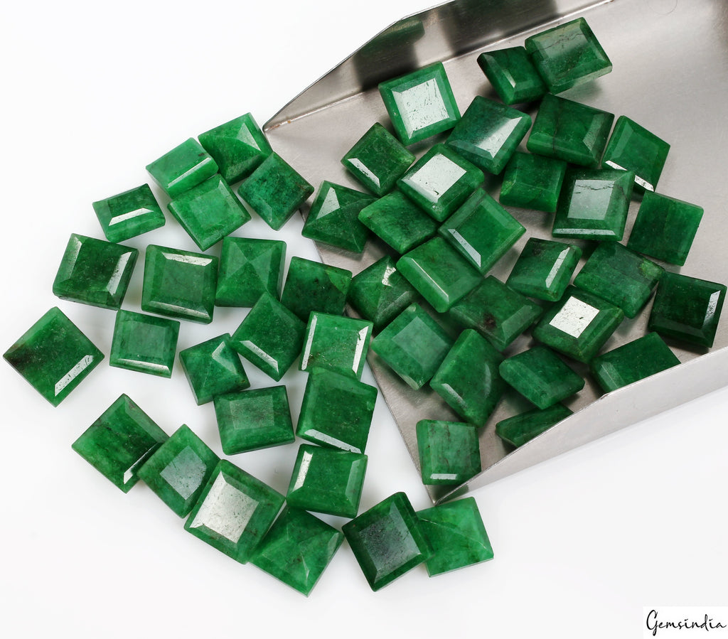 Certified Colombian Natural Green Emerald 540Ct Square Cut Loose Gemstones~50 Pc
