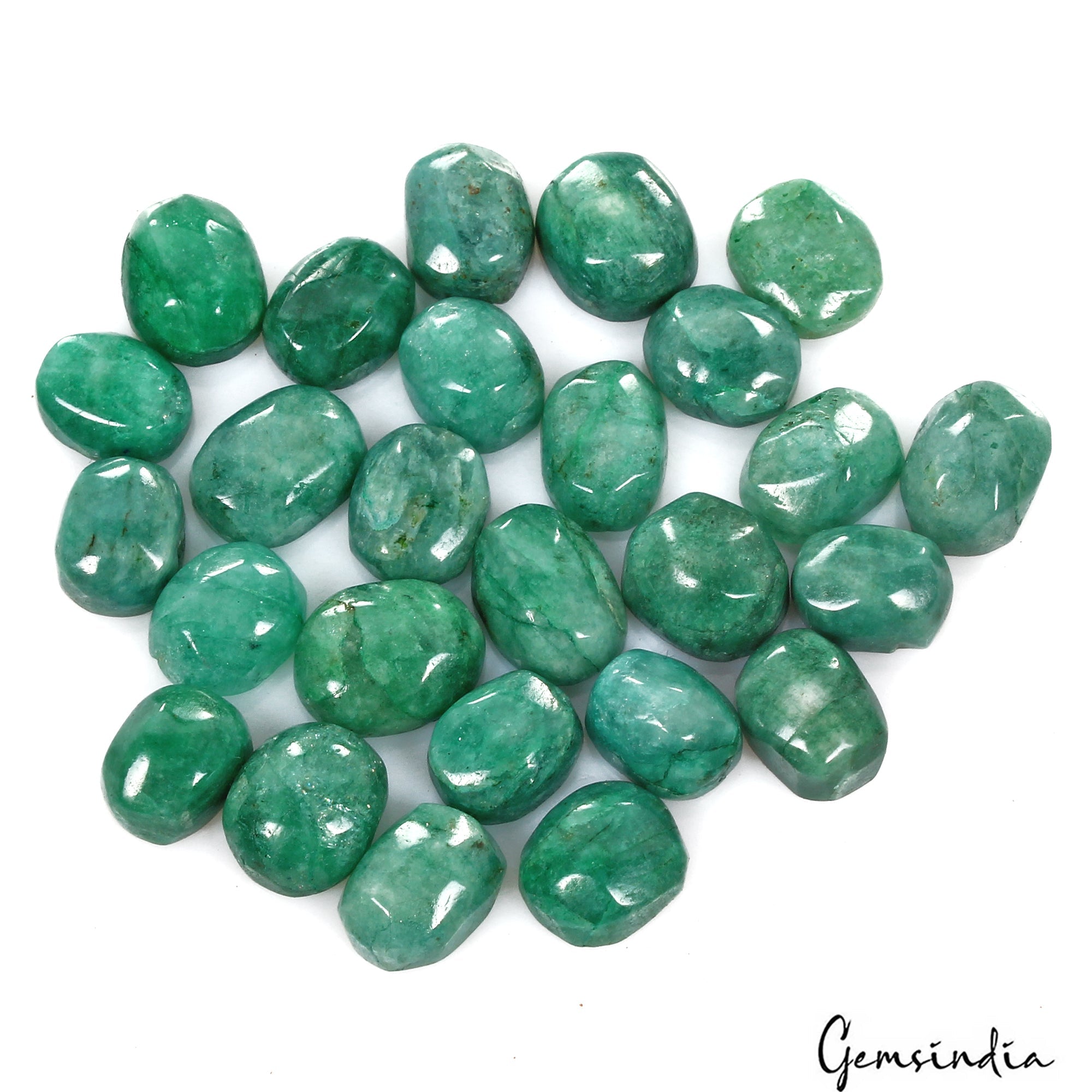 Certified 126.90 Cts/26 Pcs Natural Brazilian Green Emerald Oval Cab Loose Gems