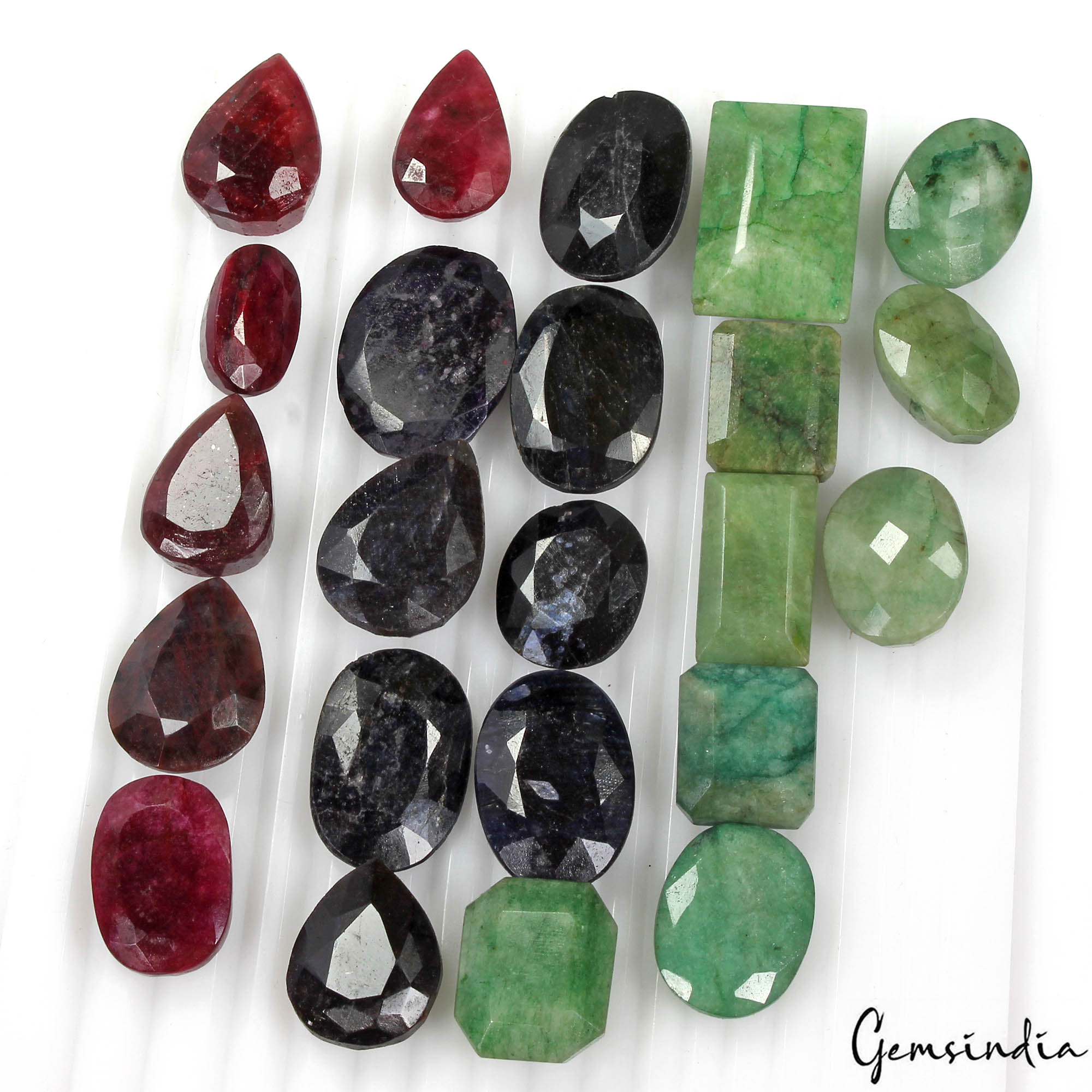 790 Ct/23 Pcs Natural Multi Color Emerald Ruby Sapphire Mixed Cut Loose Gems Lot