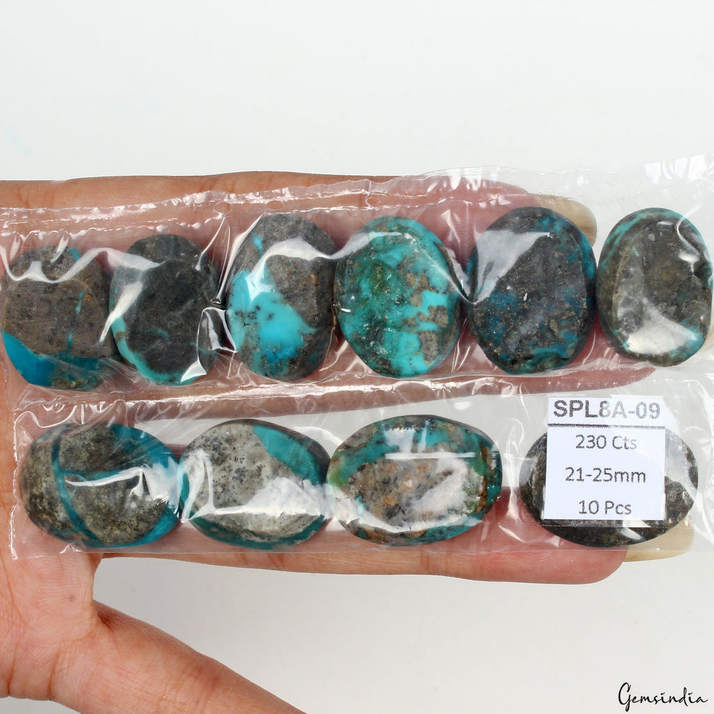10 Pcs Natural Turquoise Top Quality 21-25mm Cabochon Untreated Loose Gemstones