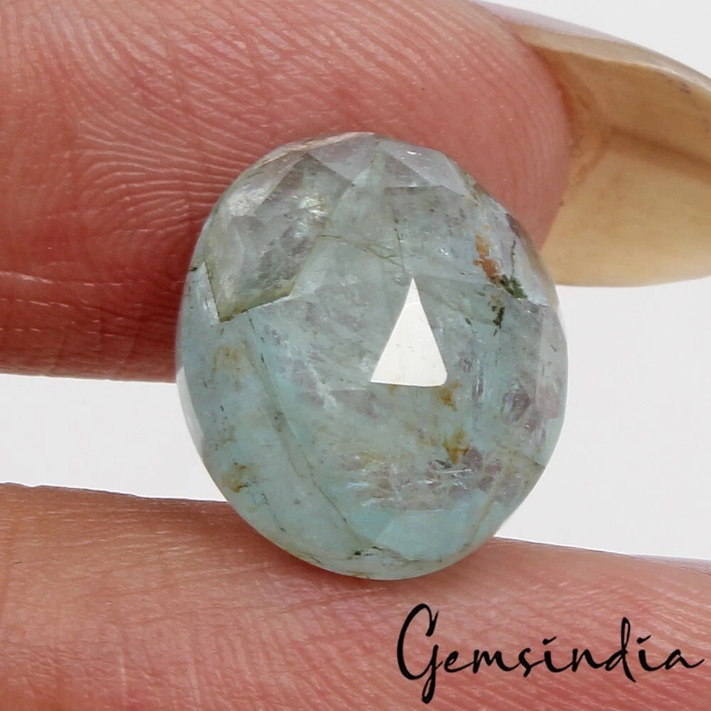 7.80Ct Natural Untreated Brazilian Blue Aquamarine Oval Checker Cut Gem For Ring