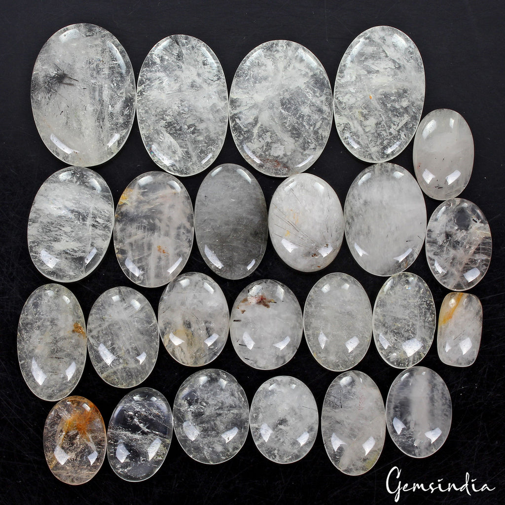Natural Black Needle Rutile Quartz Oval Cabochon Loose Gemstones Lot~ 800 Cts