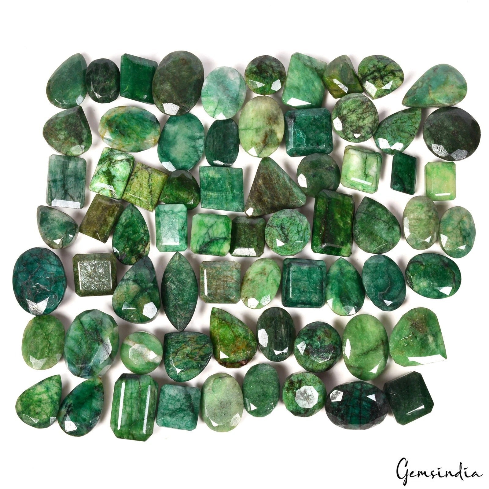 1 Kg/69 Pcs Natural Brazilian Green Emerald Mixed Cut Loose Wholesale Gems Lot