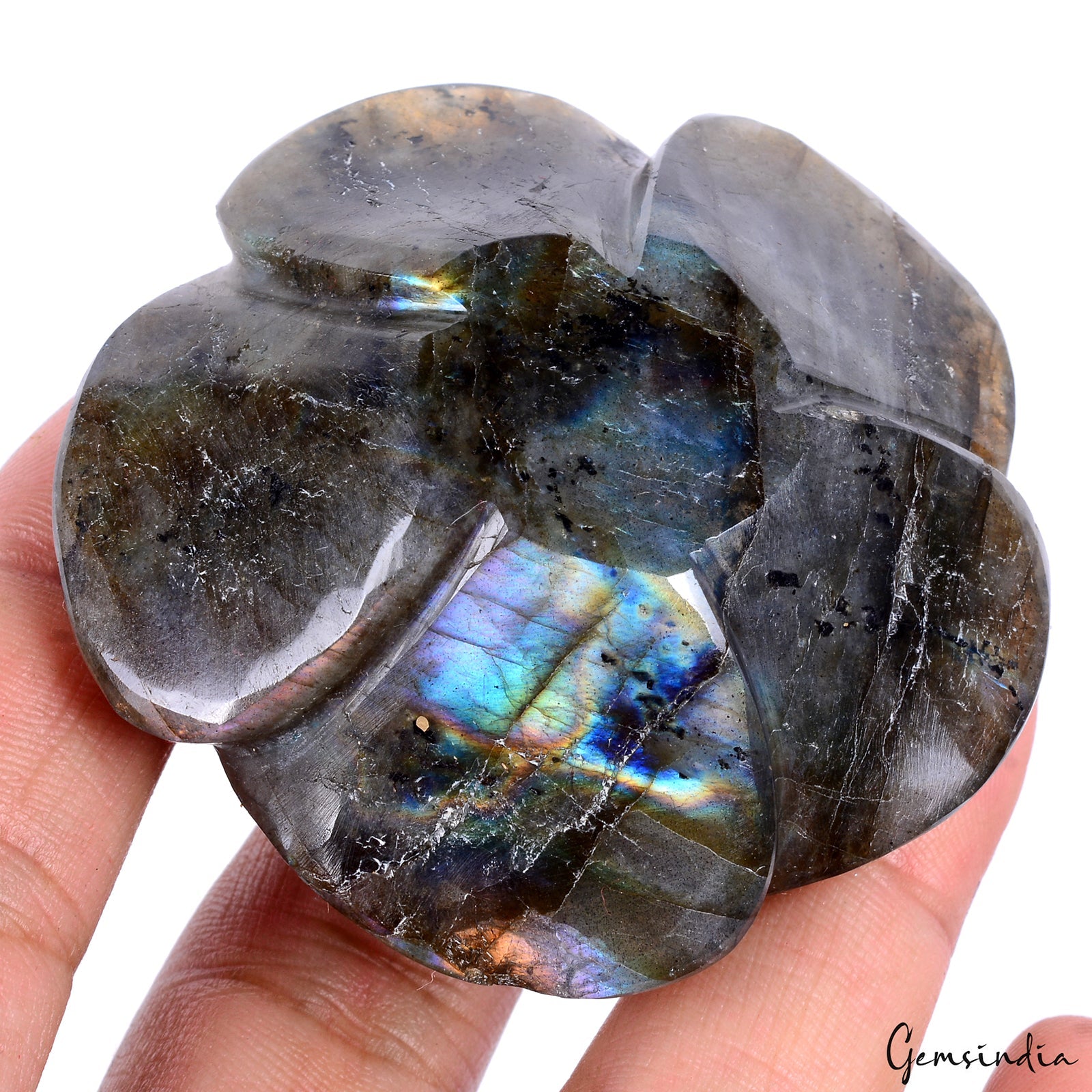 540 Cts Natural Labradorite Rose Carving Unique Decorative Huge Gemstone Piece