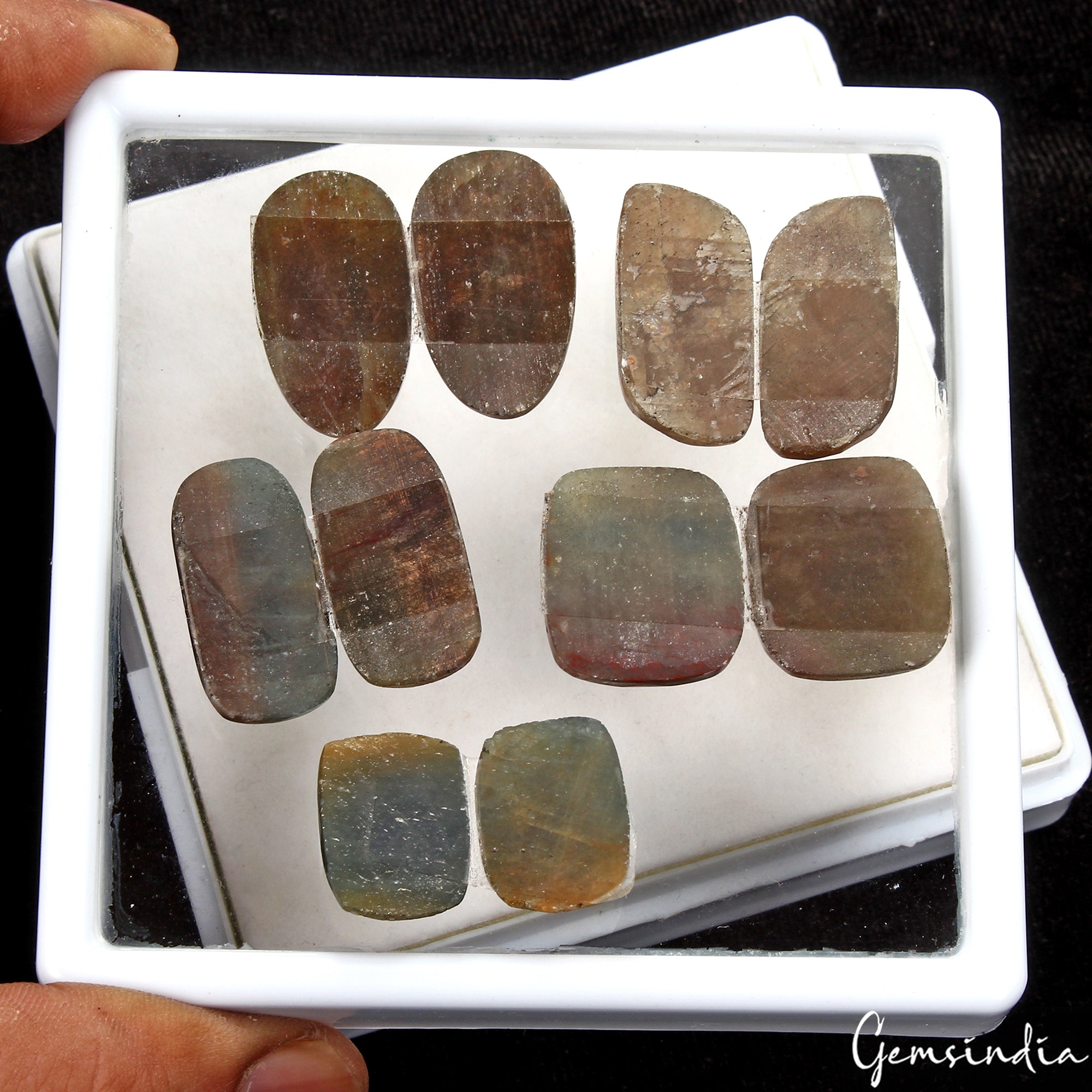 Certified 259 Ct/10 Pcs Natural Brown Sapphire Rose Checker Cut Gems ~5 Pair Lot