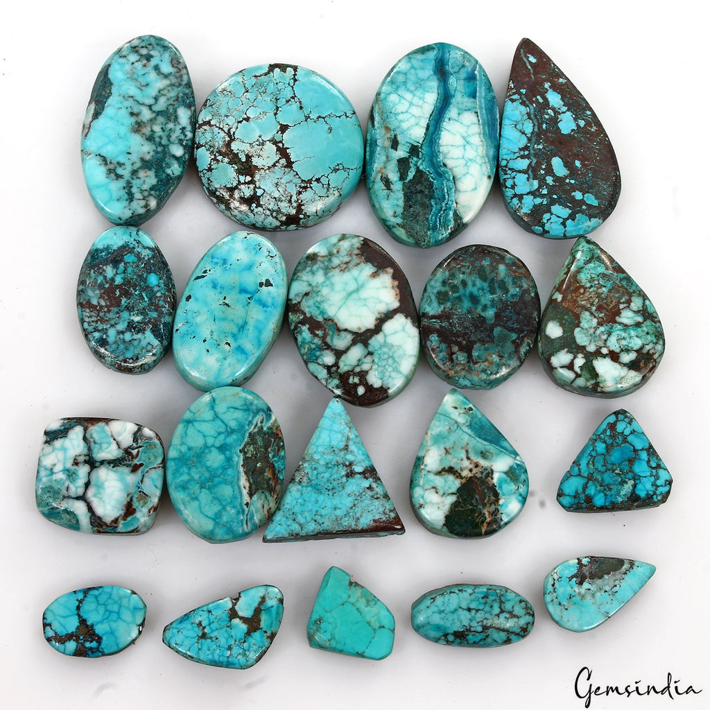 300 Ct Natural Blue Spiderweb Turquoise Cushion Cab Wholesale Gemstone Lot 21 Pc