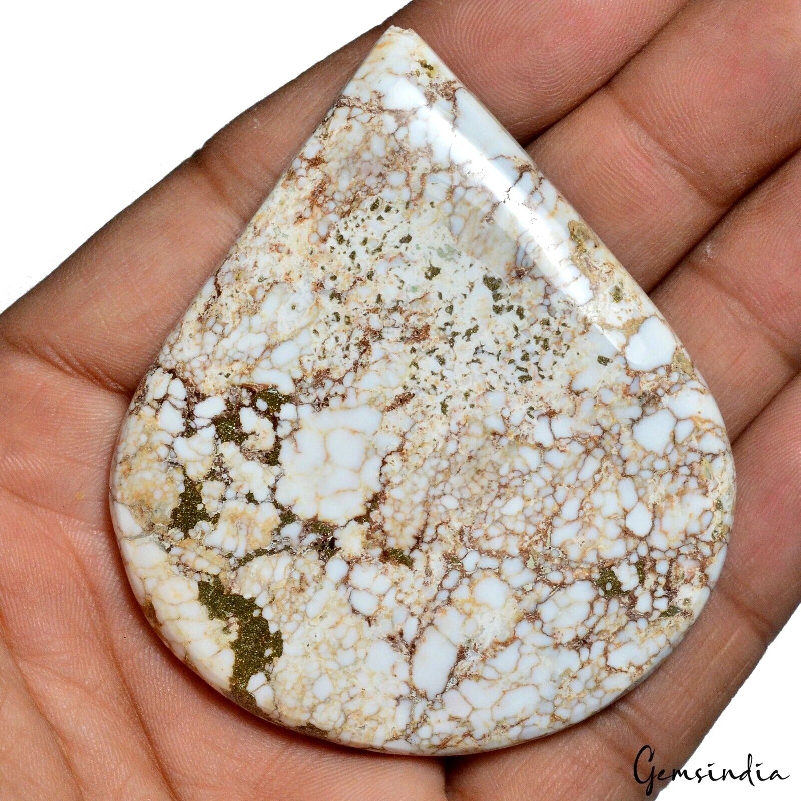 Turquoise Cabochon, Untreated, White — 67x57x6mm, 215 Ct
