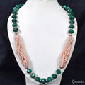 735 Ct Natural Emerald & Pearl Rondelle Bead Handmade Designer Necklace 24 Inch