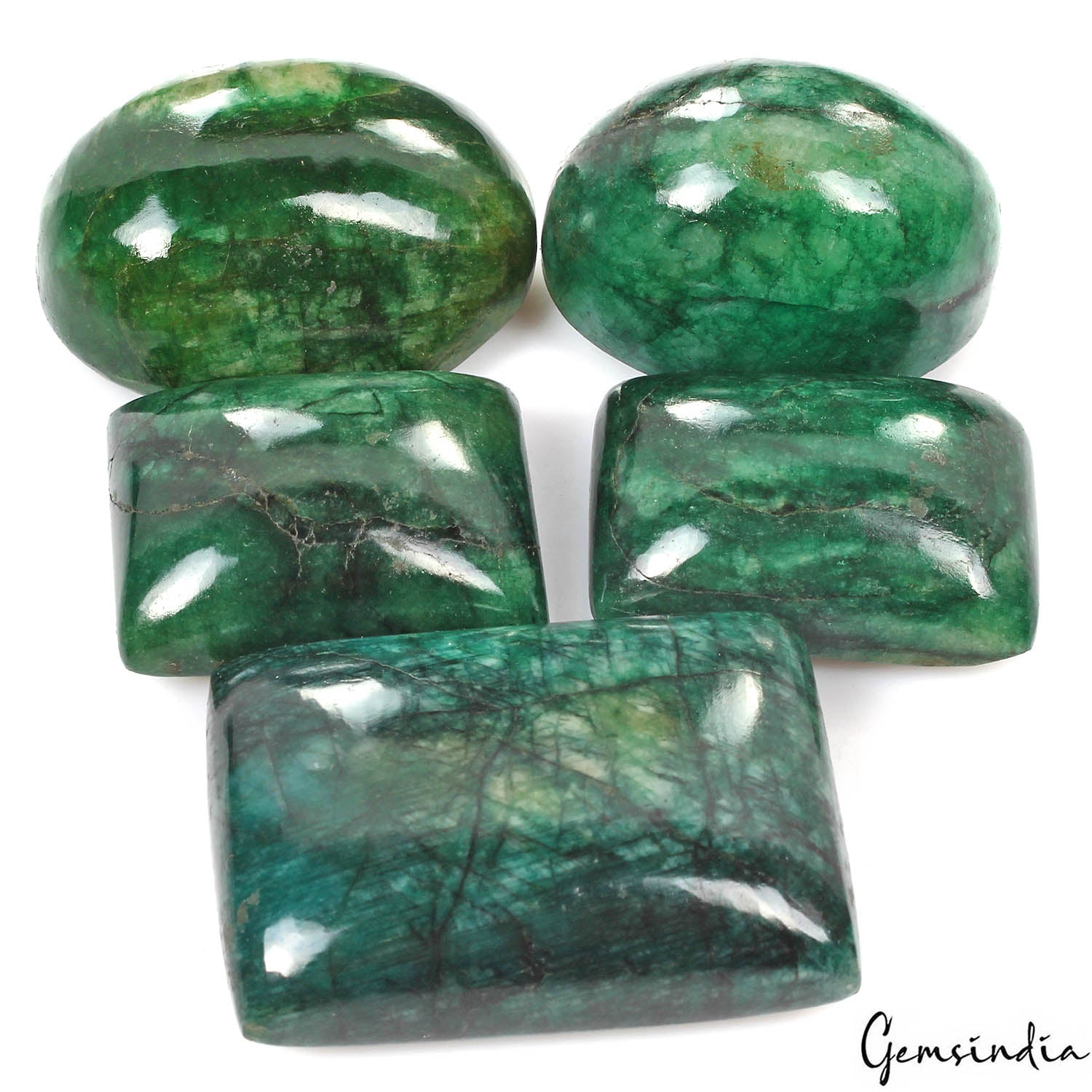 980 Ct/5 Pcs Natural Brazilian Bottle Green Emerald Mix Cab Loose Wholesale Gems