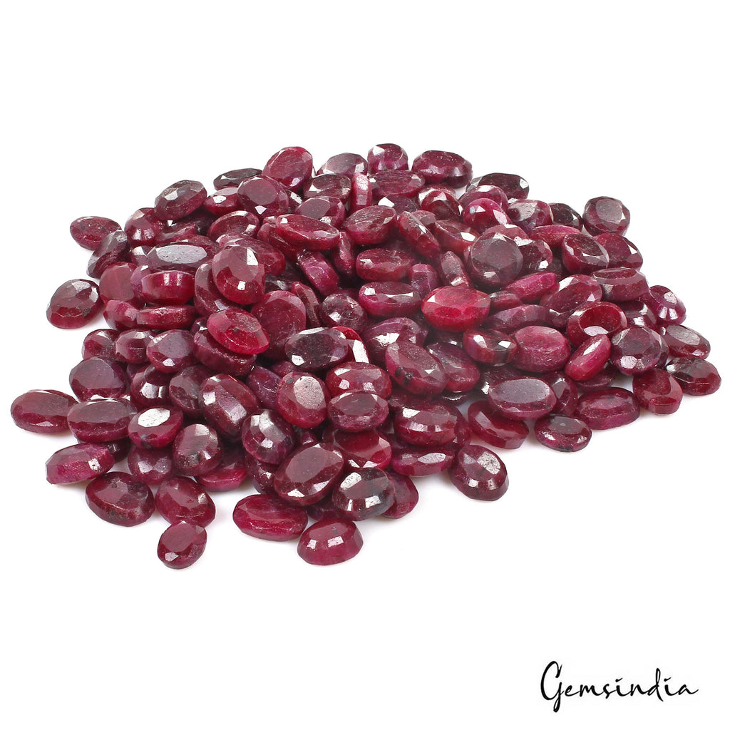 Certified 3000 Ct/195 Pcs Natural Red Ruby Oval Cut Faceted Loose Gemstone Lot
