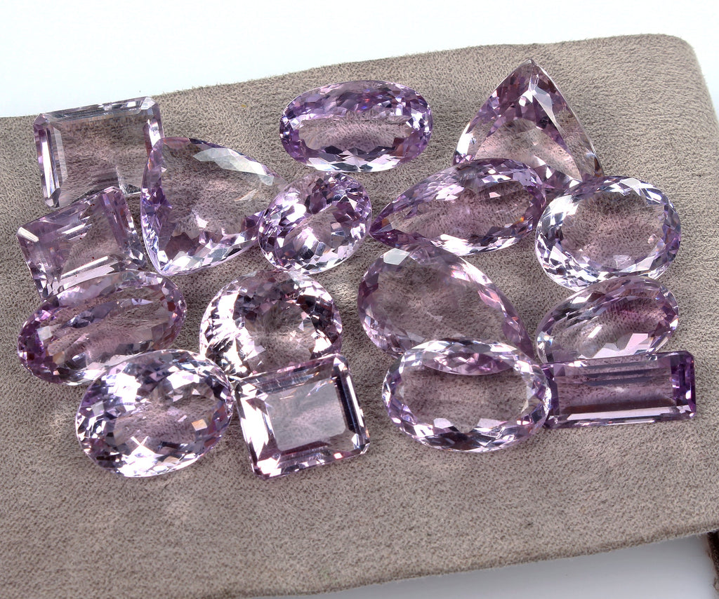 Natural 217.70 Ct Lavender Amethyst Mix Cut Loose Certified Gemstones 16 Pcs Lot