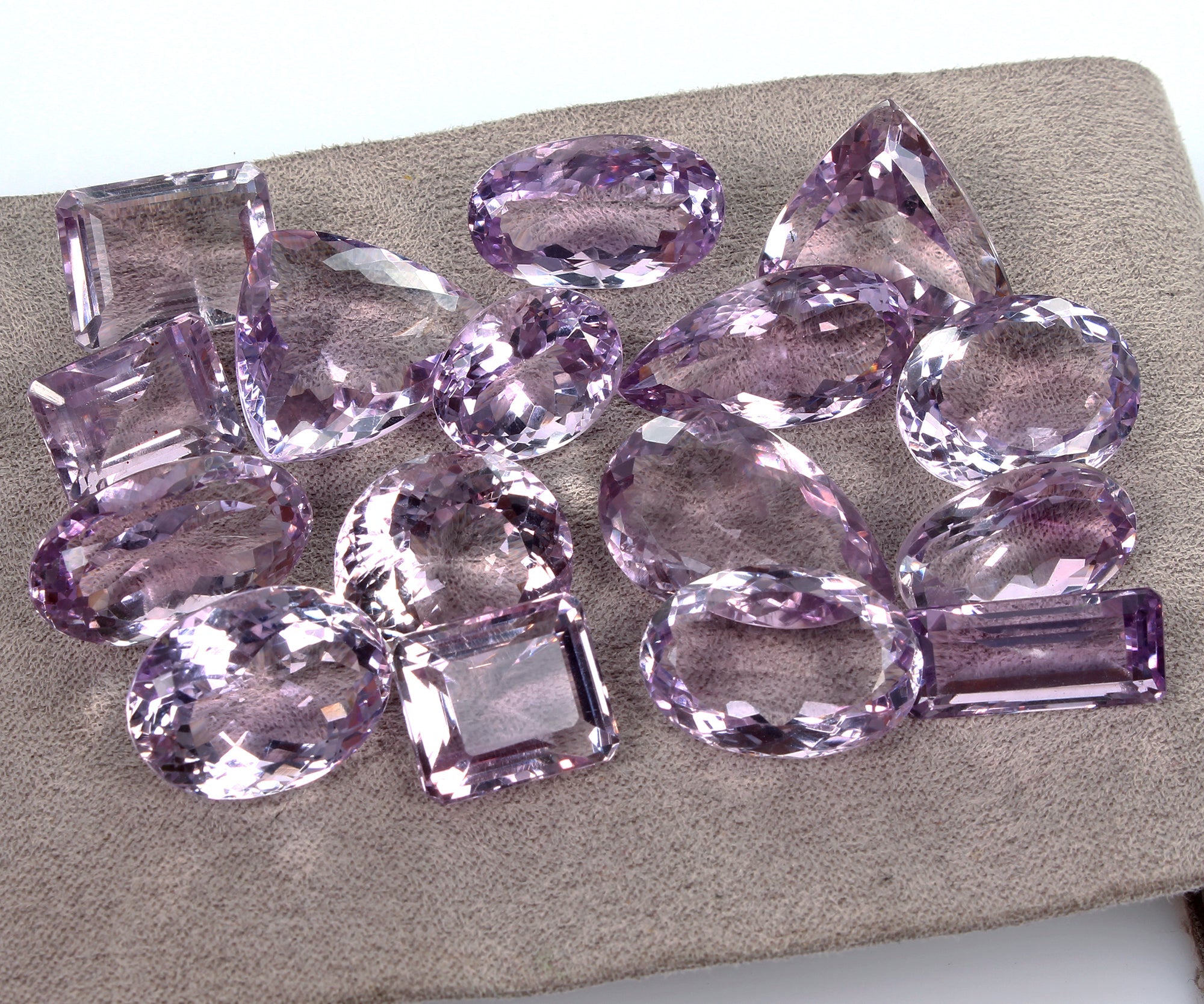 Natural 217.70 Ct Lavender Amethyst Mix Cut Loose Certified Gemstones 16 Pcs Lot