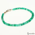 8 Inch Handmade Natural Emerald Gemstone Beaded Beautiful Single Line Bracelet