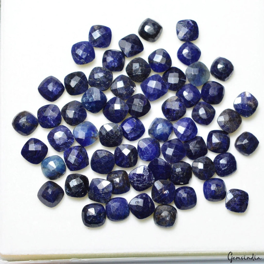 Natural Blue Sapphire 126.40 Ct 7mm Square Cushion African Loose Gemstones 62 Pc