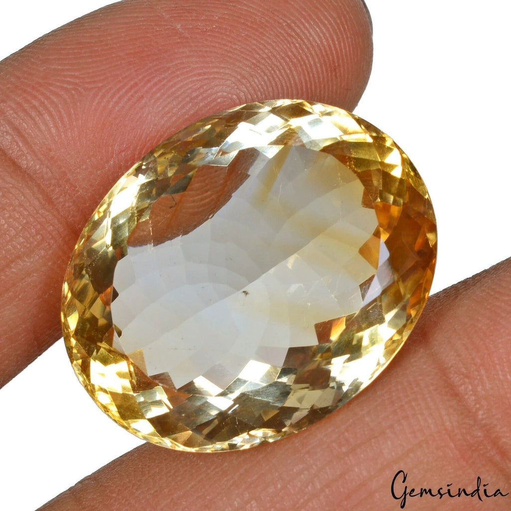 Certified 42.90 Cts Natural Untreated Yellow Citrine Oval faceted Cut Loose Gem