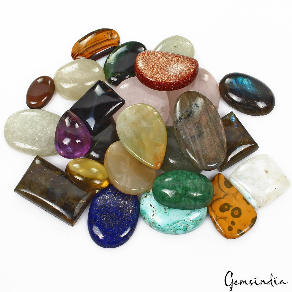 1550 Ct/25 Pcs Natural Multi Color Mix Cab Loose 21mm To 48mm Gems Wholesale Lot