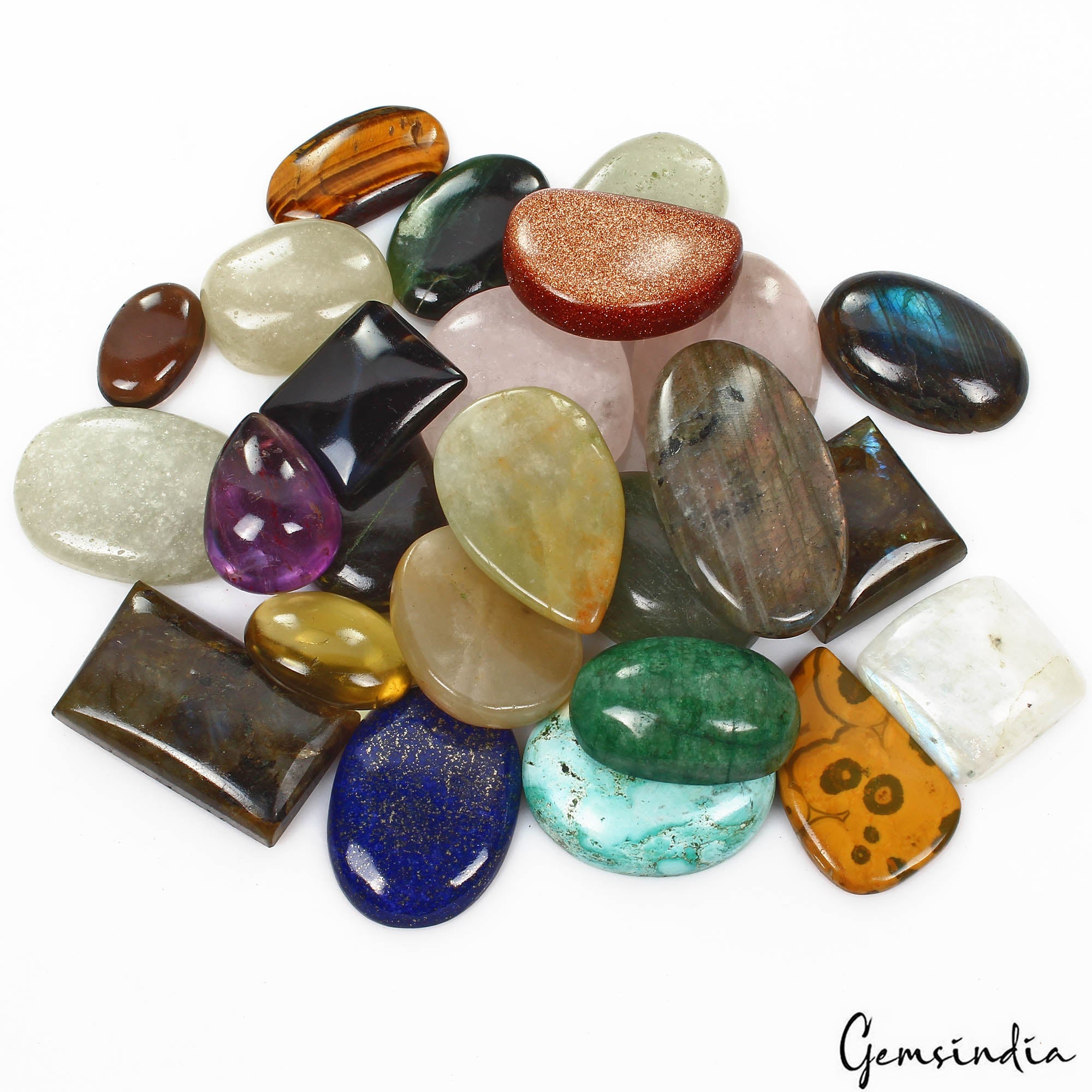 1550 Ct/25 Pcs Natural Multi Color Mix Cab Loose 21mm To 48mm Gems Wholesale Lot