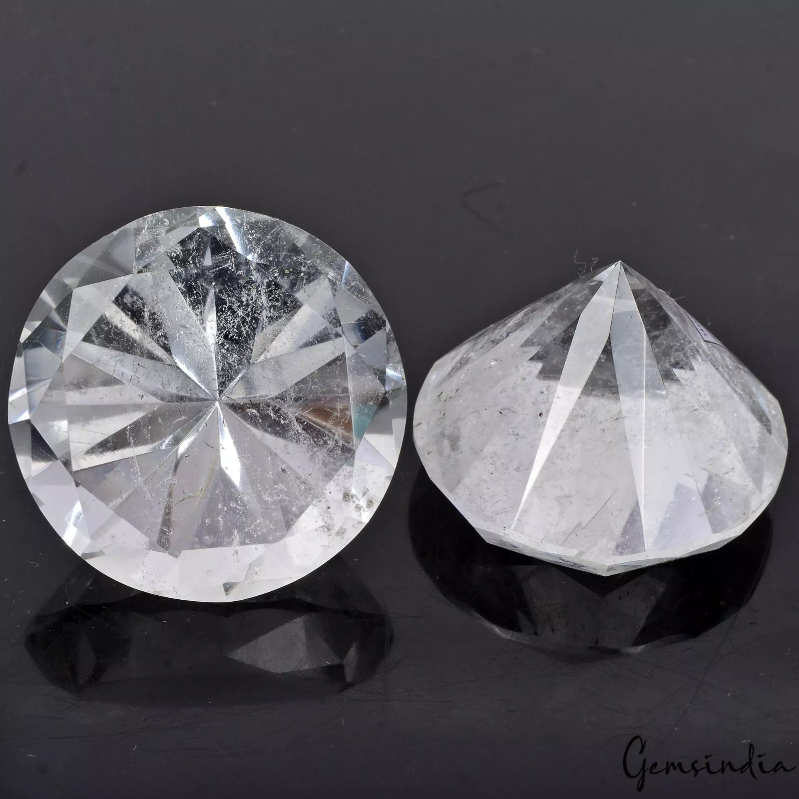 Huge 269.50 Ct Natural Brazilian White Crystal Quartz 41mm Round Faceted Cut Gem