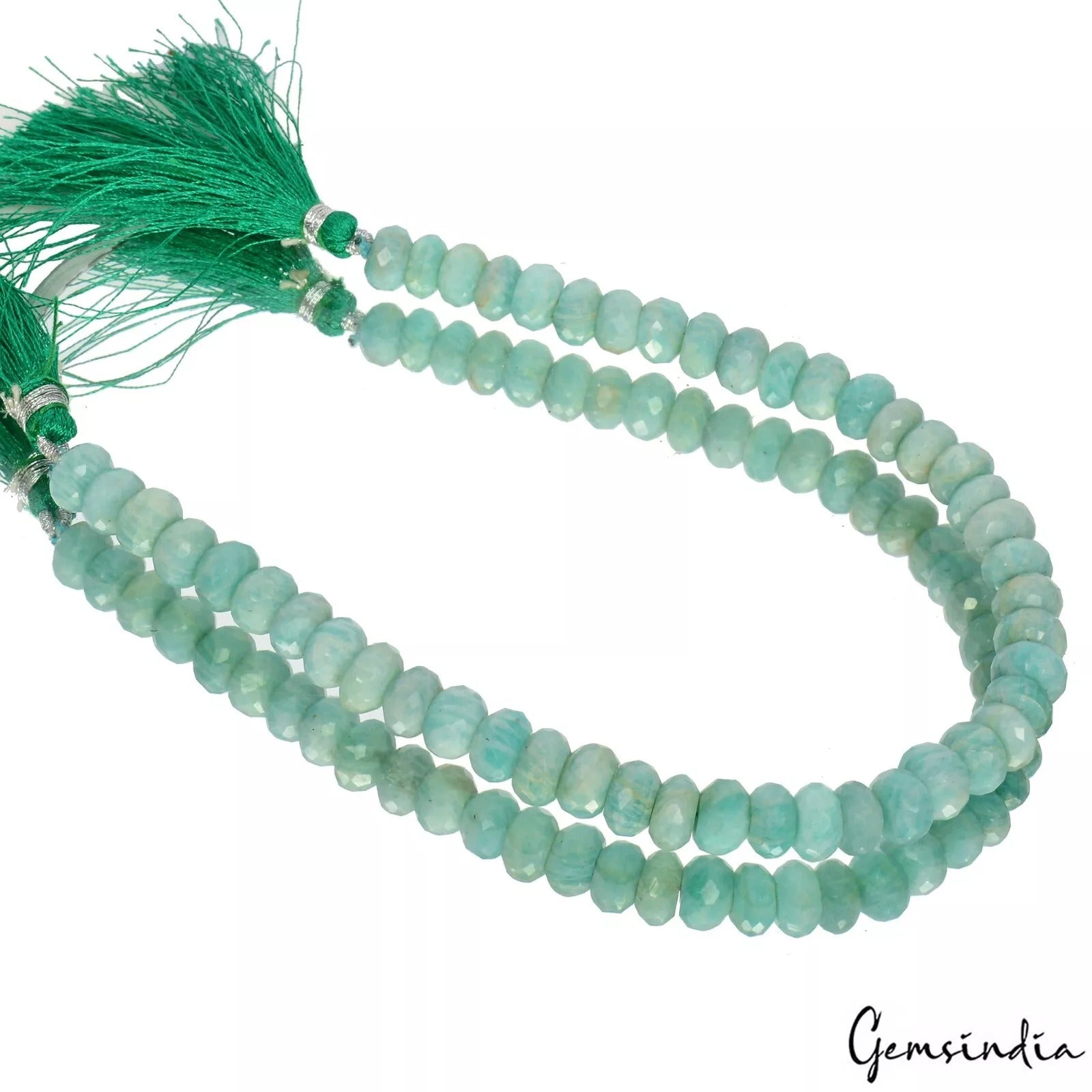 152.80 Ct Natural Untreated Green Amazonite Gem Round Cut Drill Beads Strand 10"