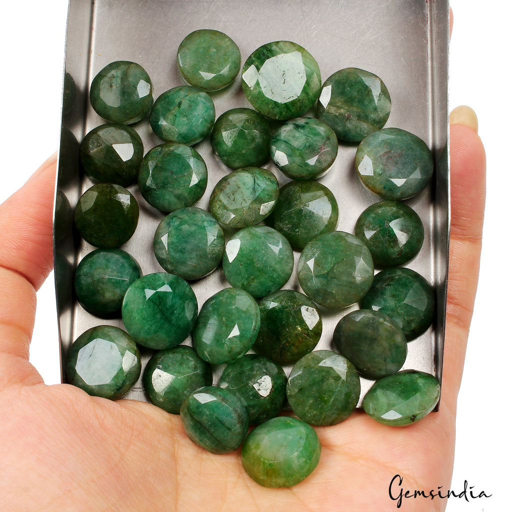 300 Ct Natural Green Emerald 12-16mm Loose Round Cut Loose Gemstones, Brazil