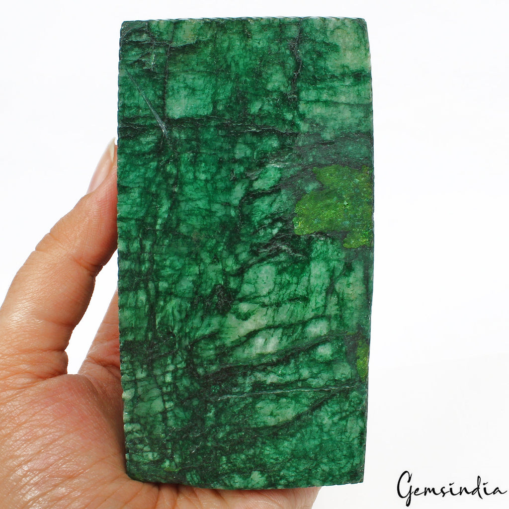 2580 Ct Natural Green Brazilian Emerald Rectangular Hand Carving Huge Loose Gems