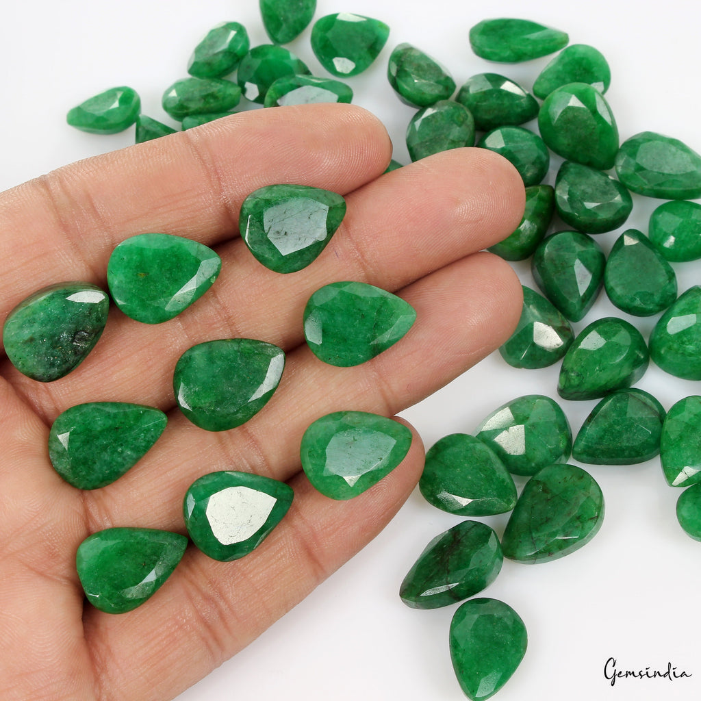 430 Ct Natural Pear Cut Brazilian Green Emerald AAA+ Loose Gemstones Lot~50 Pcs
