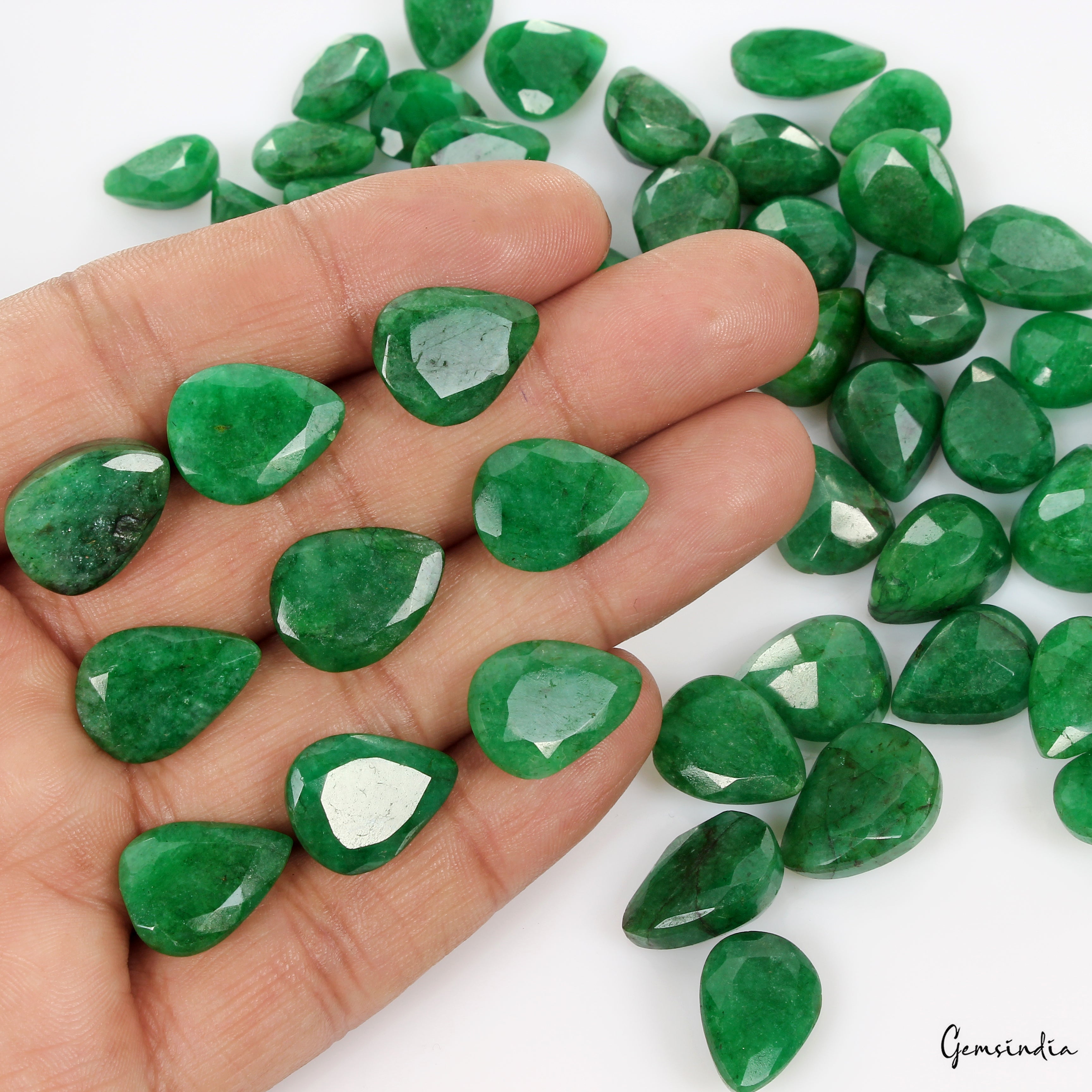 430 Ct Natural Pear Cut Brazilian Green Emerald AAA+ Loose Gemstones Lot~50 Pcs