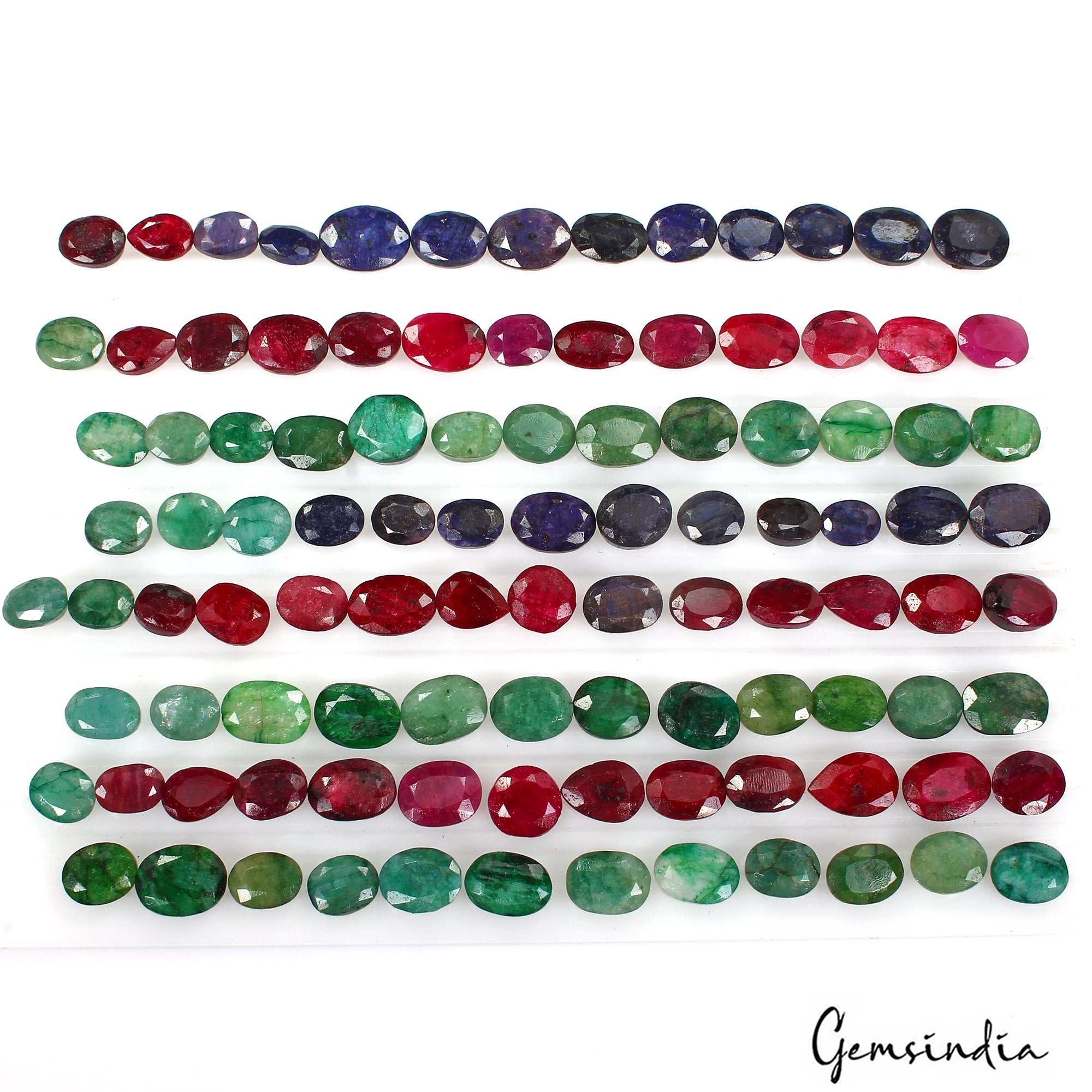 550 Ct/103 Pc Natural Multi Gems Emerald Ruby Sapphire Mix Cut Gems For Jewelry