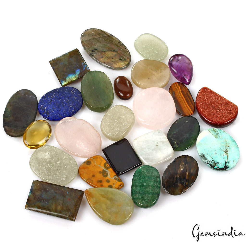 1550 Ct/25 Pcs Natural Multi Color Mix Cab Loose 21mm To 48mm Gems Wholesale Lot