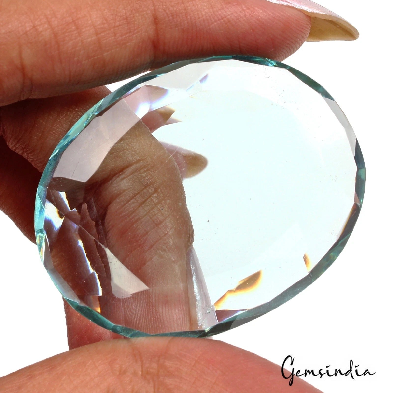 115.00 Ct Green Hydro Aquamarine Oval Faceted Lab-Created Gemstone For Pendant