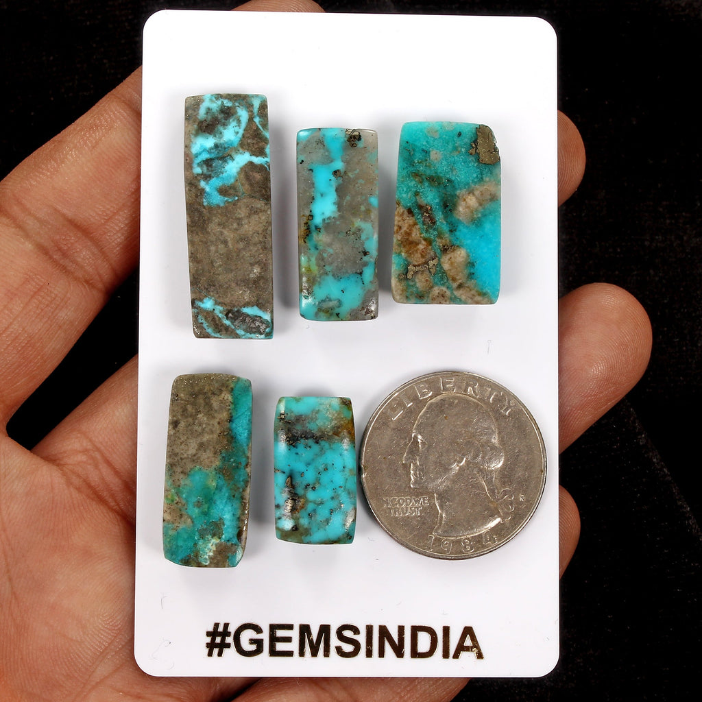 5 Persian Turquoise Neyshabur Cabochon Lot Not Stabilized, %100 Natural 18-31mm