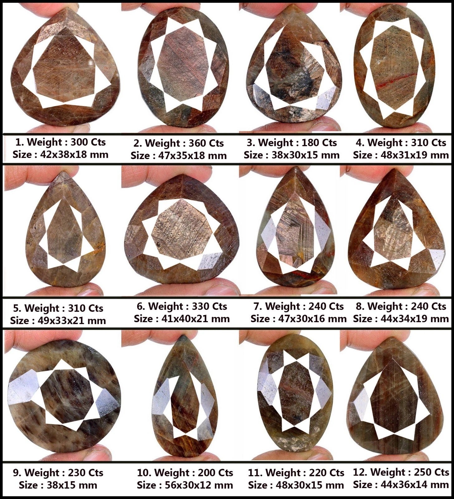 Sapphire Lot, Loose Gemstone, Untreated, Golden — 12 Pieces, 38mm to 56mm, 3170 Ct, Madagascar