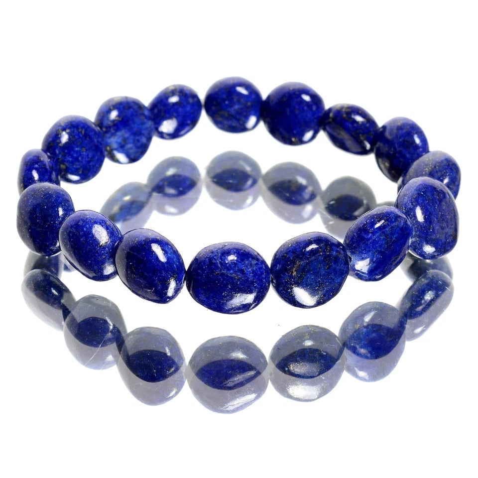 151 Cts/7" Natural Blue Lapis Lazuli Beaded Adjustable Stretch Handmade Bracelet