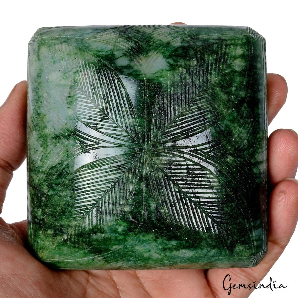 2980 Cts Natural Brazilian Emerald Green Huge Octagon Cut Loose Carved Gemstone