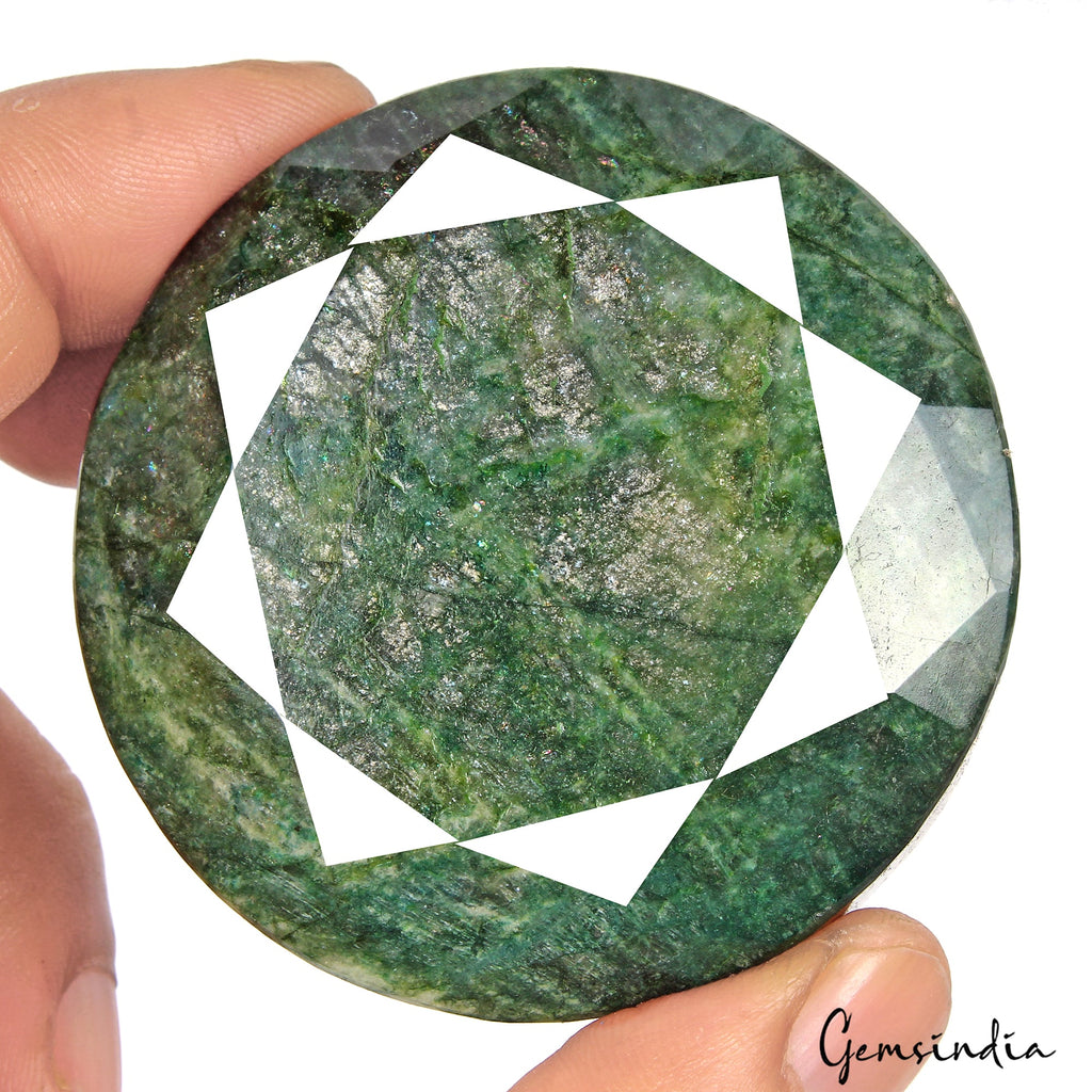 800 Ct Natural Brazilian Dark Green Emerald Round Faceted Cut Huge Size Gemstone