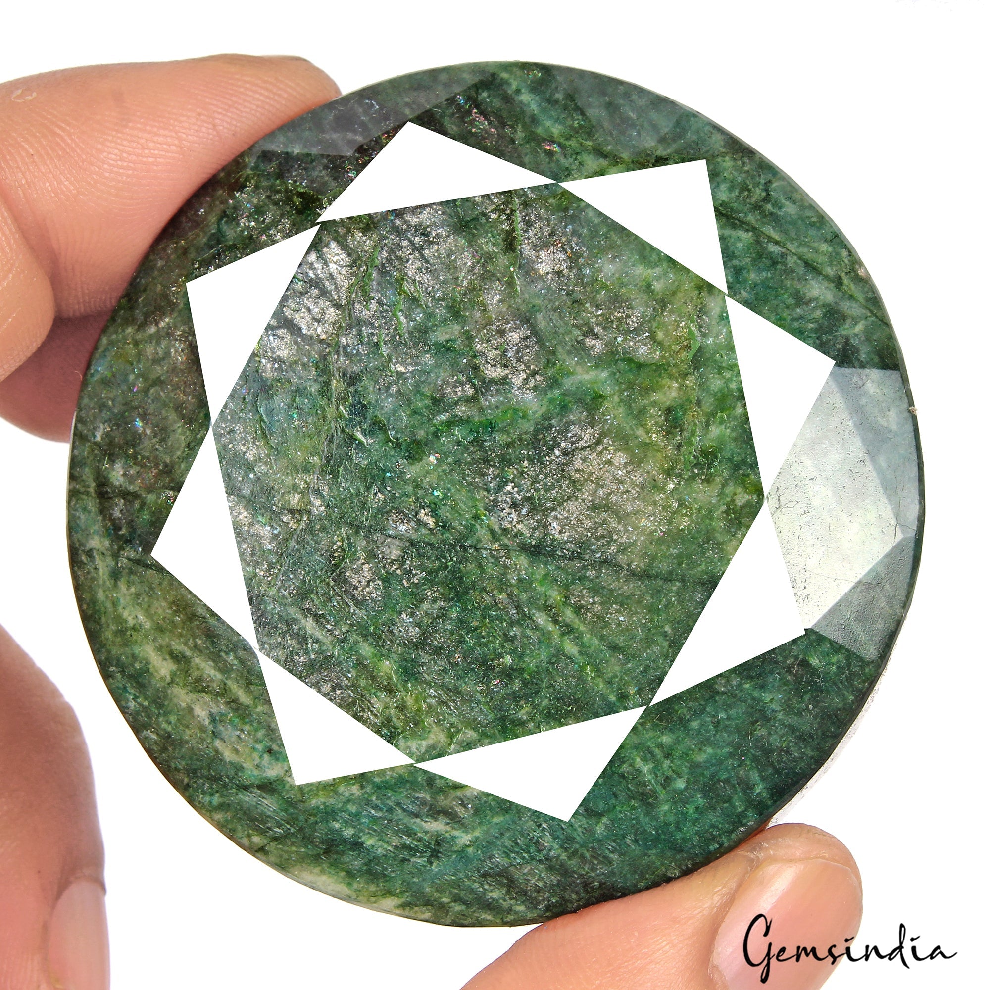 800 Ct Natural Brazilian Dark Green Emerald Round Faceted Cut Huge Size Gemstone