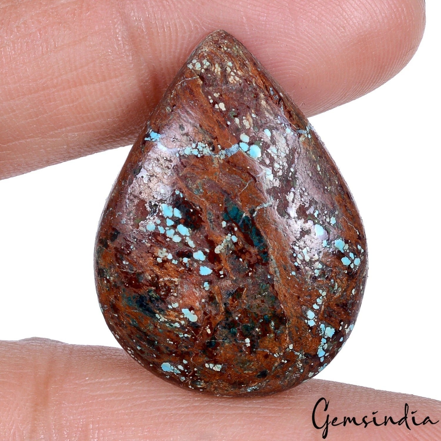 Turquoise Cabochon, Color Enhanced, Brown — 35x26x7mm, 42.80 Ct