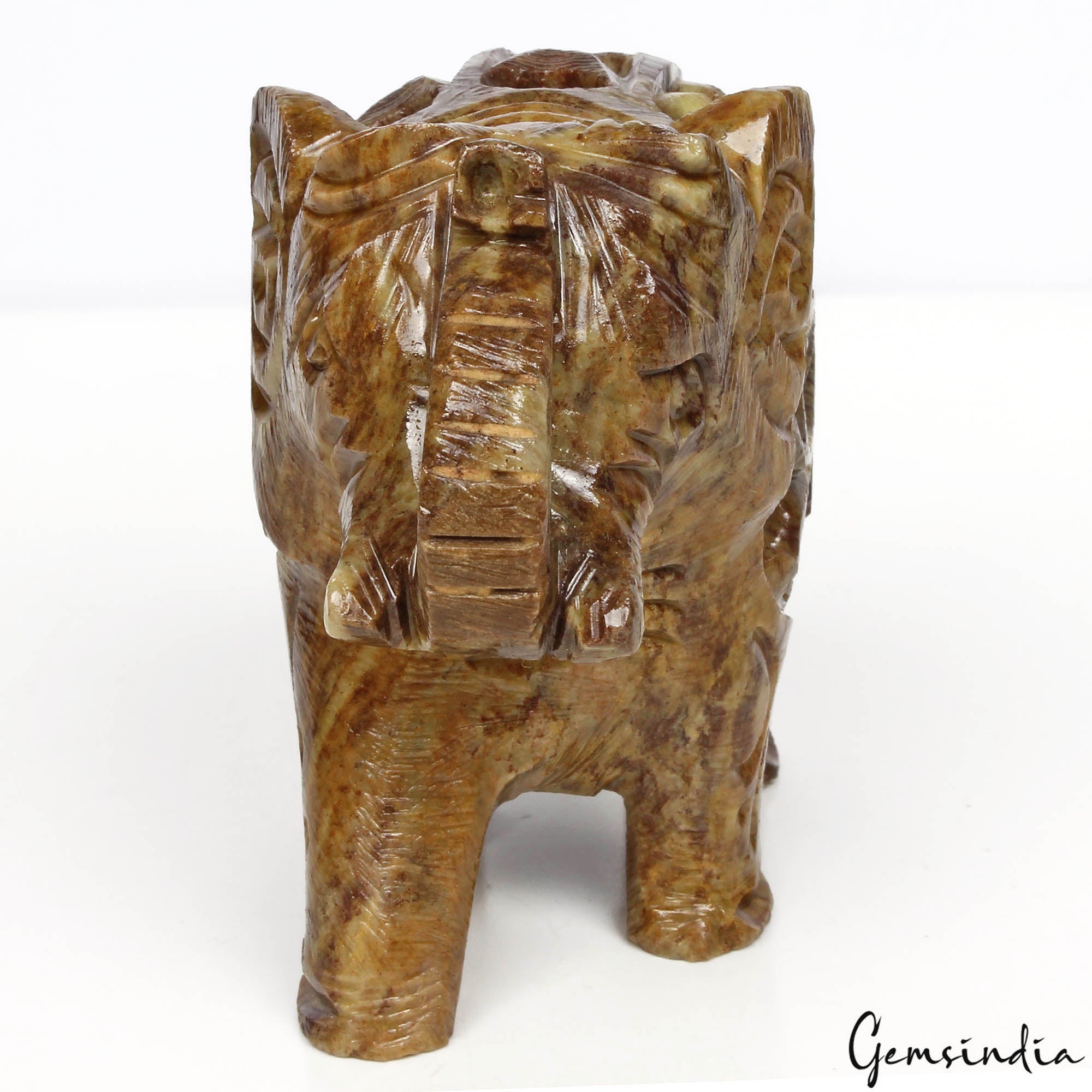 Soapstone Elephant Figurine, Untreated — 88x75x45mm, 1430 Ct