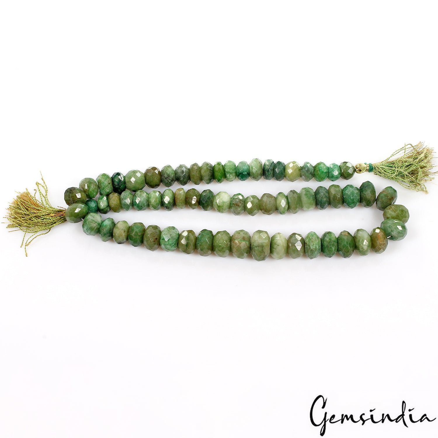 Emerald Beaded Strand, Color Enhanced, Green — 64 Pieces, 12mm to 17mm, 800 Ct, Brazil
