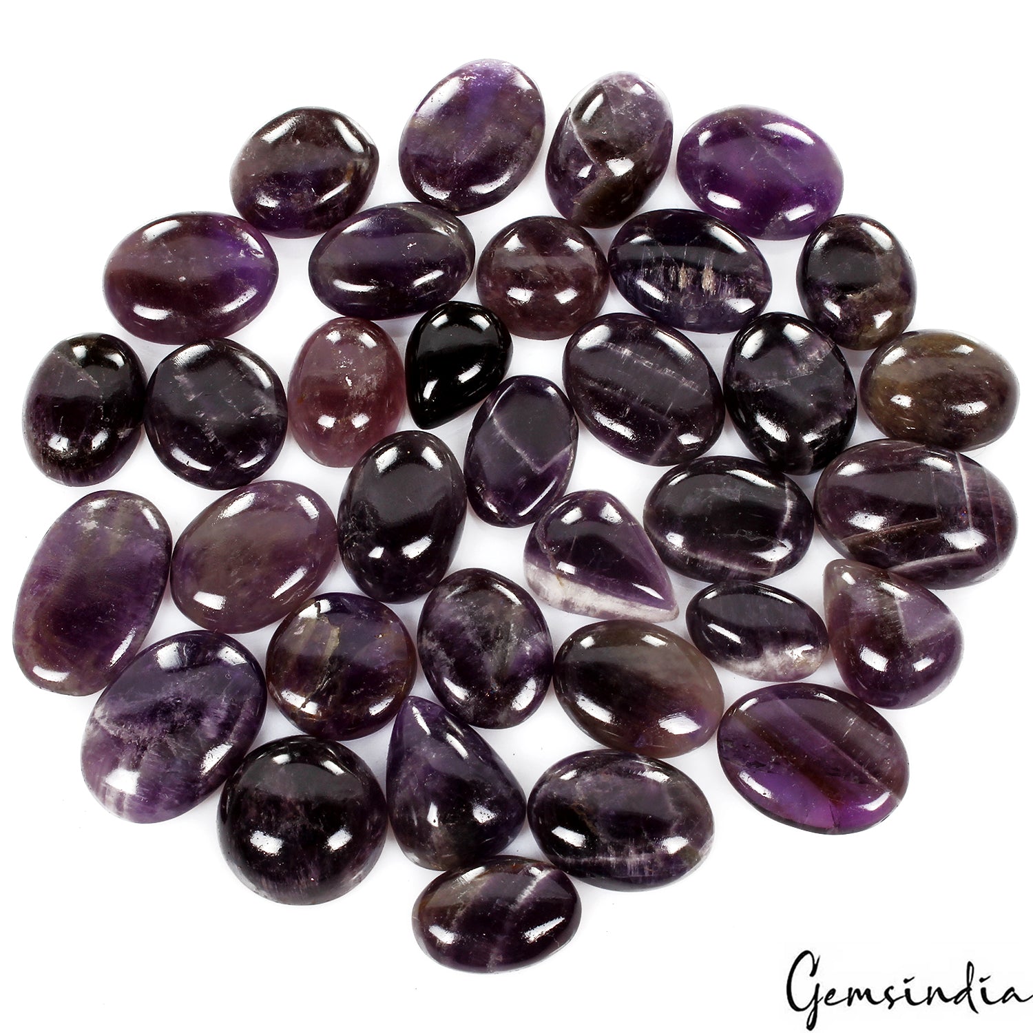 650 Cts Natural Amethyst Rich Purple Mix Cabochon Loose 17-27mm Gemstones~ 34 Pc