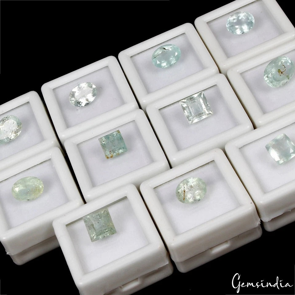 Aquamarine Lot, Loose Gemstone, Untreated, Green — 11 Pieces, 8mm, 33.60 Ct, Brazil